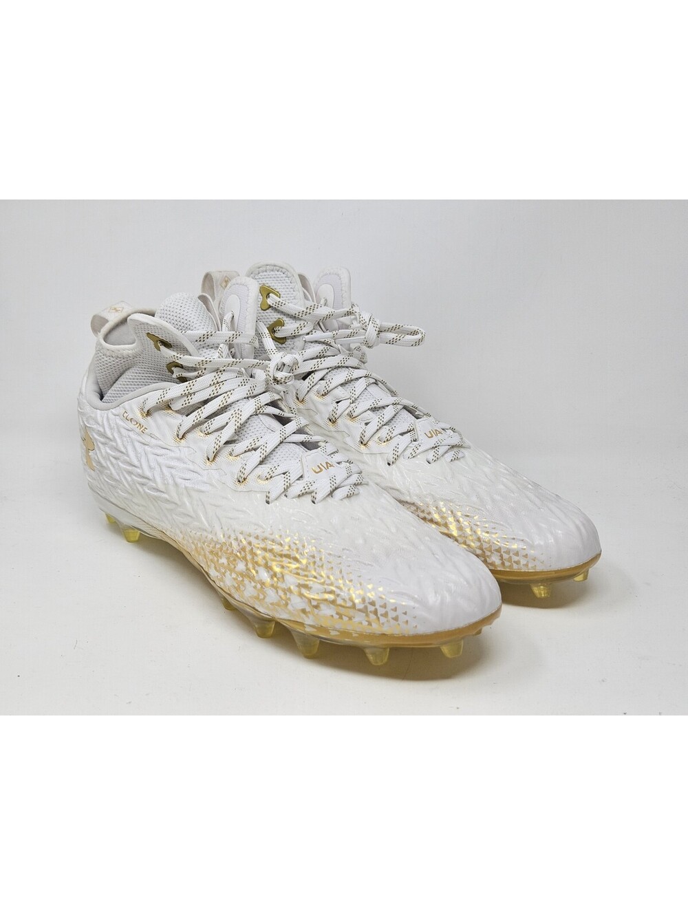 Under Armour Spotlight Clone 3.0 MC Football Cleats 3026334-104 Gold White 11.5